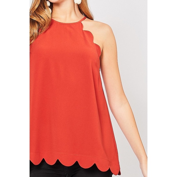 High Neck Scalloped Trim Sleeveless Top - Picture 6 of 8